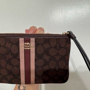 Coach Brown and Pink Wristlet